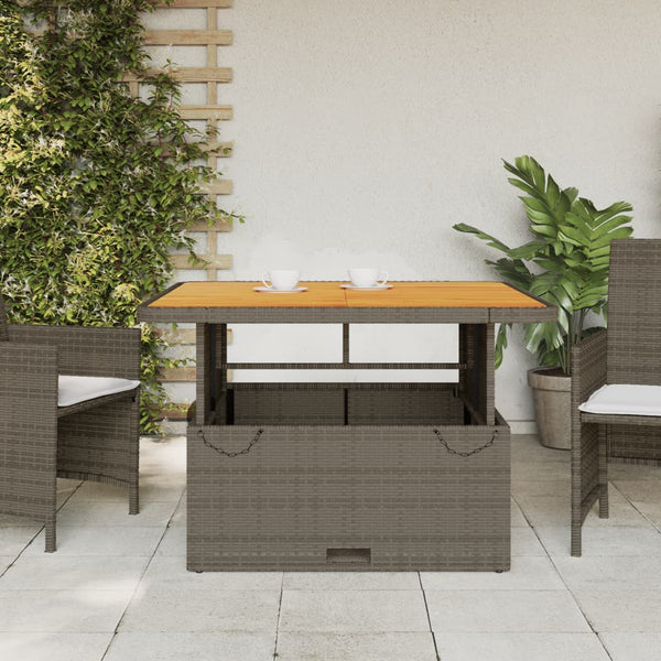 Grauer Gartentisch Piman 110x110x71cm (Polyrattan und Akazienholz)