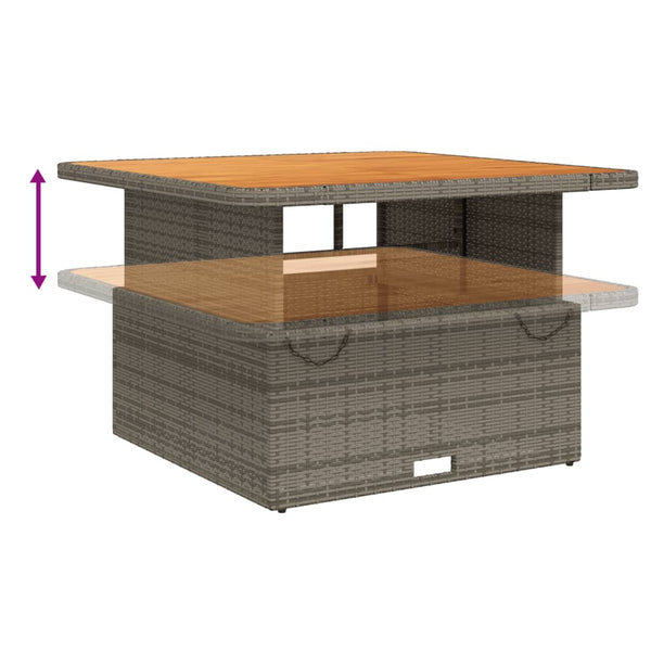 Grauer Gartentisch Piman 110x110x71cm (Polyrattan und Akazienholz)