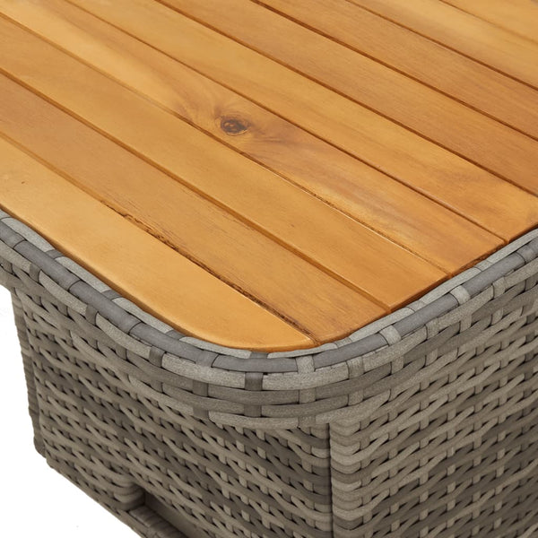 Grauer Gartentisch Piman 110x110x71cm (Polyrattan und Akazienholz)
