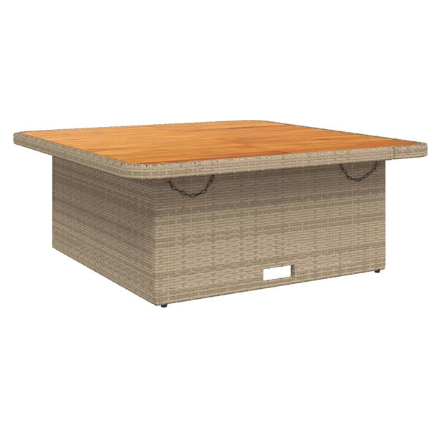 Beiger Gartentisch Piman 110x110x71cm (Polyrattan und Akazienholz)