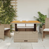 Beiger Gartentisch Piman 110x110x71cm (Polyrattan und Akazienholz)