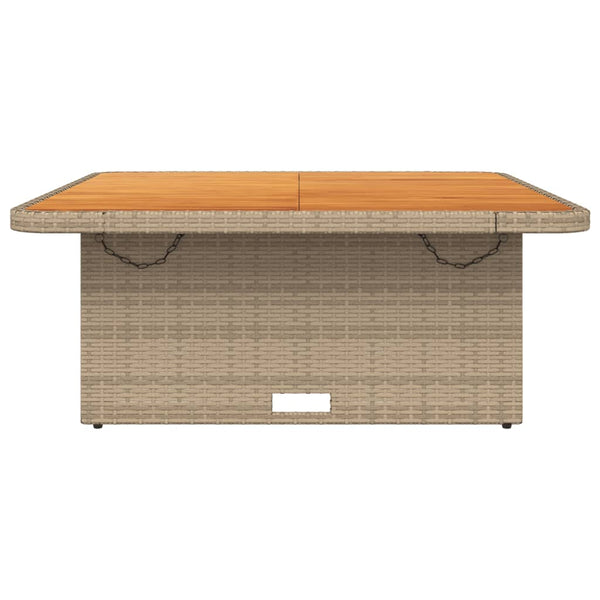 Beiger Gartentisch Piman 110x110x71cm (Polyrattan und Akazienholz)