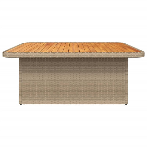 Beiger Gartentisch Piman 110x110x71cm (Polyrattan und Akazienholz)