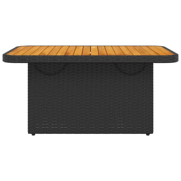 Musta puutarhapöytä Piman 90x55x71cm (polyrottinki ja akasiapuu)