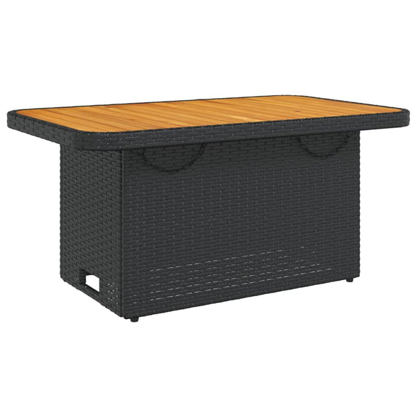 Musta puutarhapöytä Piman 90x55x71cm (polyrottinki ja akasiapuu)