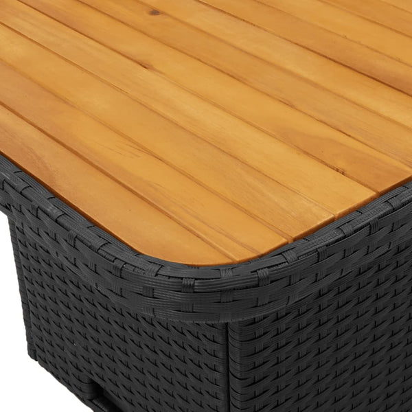 Musta puutarhapöytä Piman 90x55x71cm (polyrottinki ja akasiapuu)