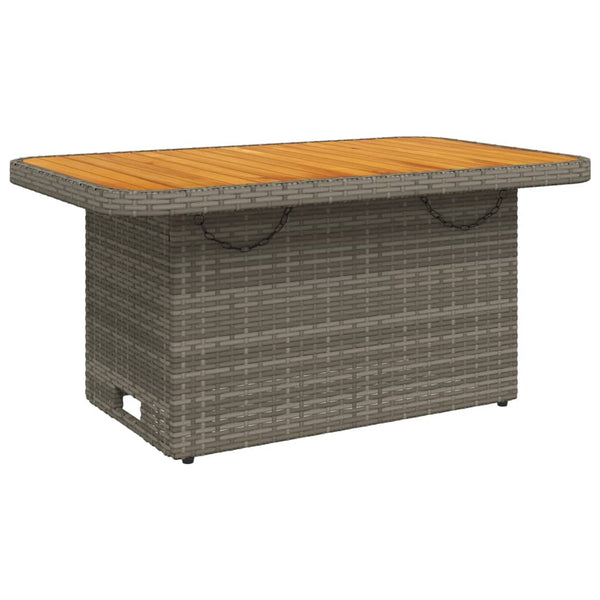 Grauer Gartentisch Piman 90x55x71cm (Polyrattan und Akazienholz)