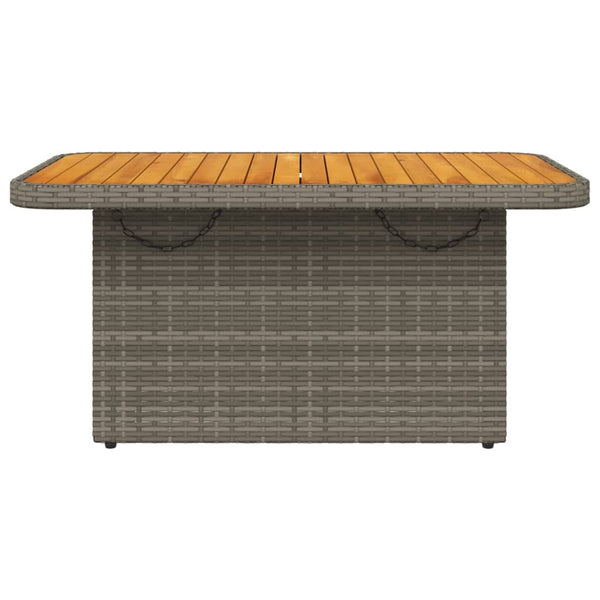 Grauer Gartentisch Piman 90x55x71cm (Polyrattan und Akazienholz)