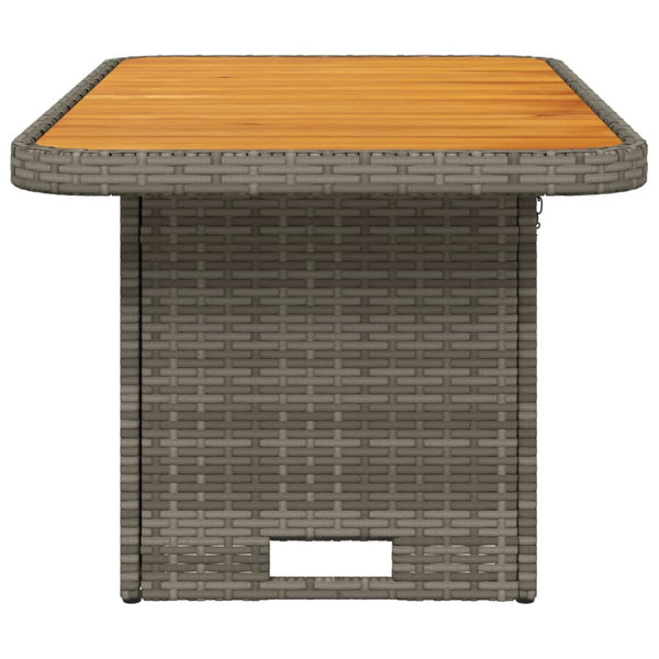 Grauer Gartentisch Piman 90x55x71cm (Polyrattan und Akazienholz)