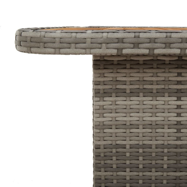 Grauer Gartentisch Piman 90x55x71cm (Polyrattan und Akazienholz)