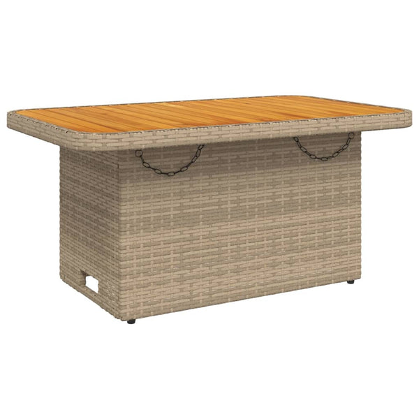 Beige puutarhapöytä Piman 90x55x71cm (polyrottinki ja akasiapuu)