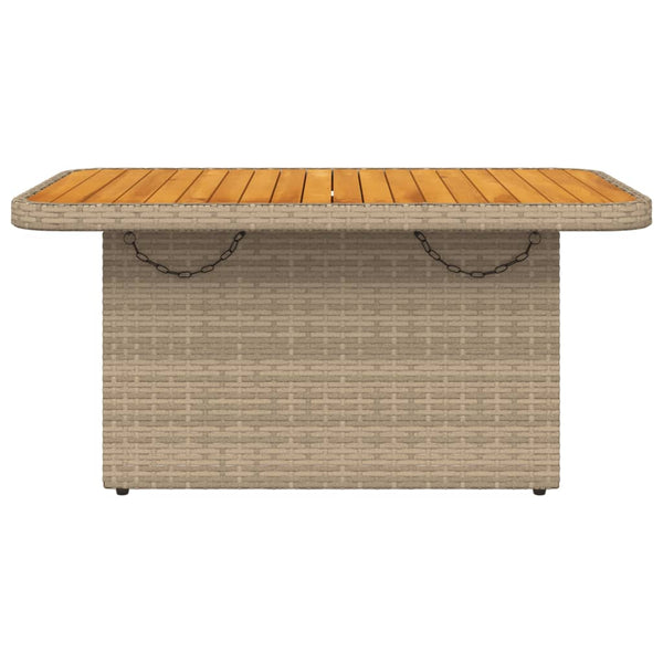 Beige puutarhapöytä Piman 90x55x71cm (polyrottinki ja akasiapuu)