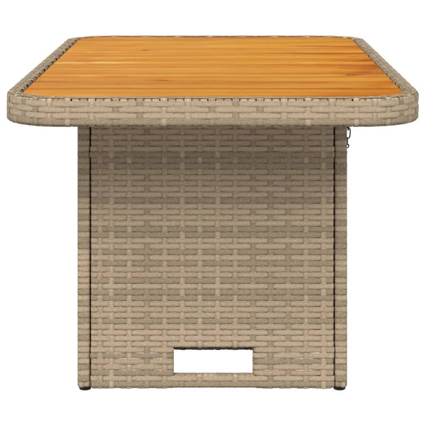 Beige puutarhapöytä Piman 90x55x71cm (polyrottinki ja akasiapuu)