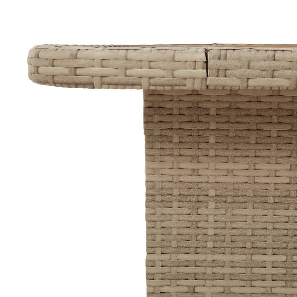 Beige puutarhapöytä Piman 90x55x71cm (polyrottinki ja akasiapuu)