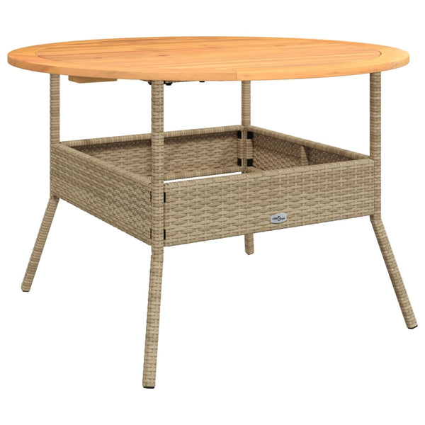 Beiger Gartentisch Talpeanu Ø110x71cm (Akazienholz und Polyrattan)