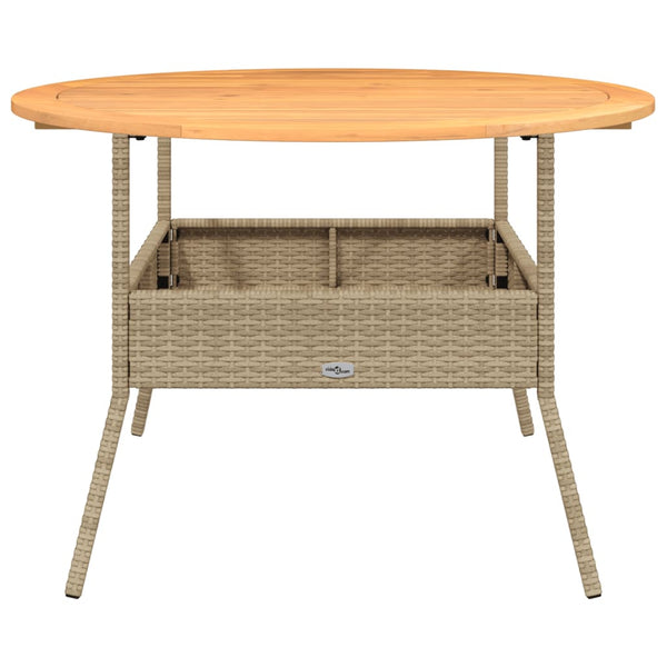 Beiger Gartentisch Talpeanu Ø110x71cm (Akazienholz und Polyrattan)