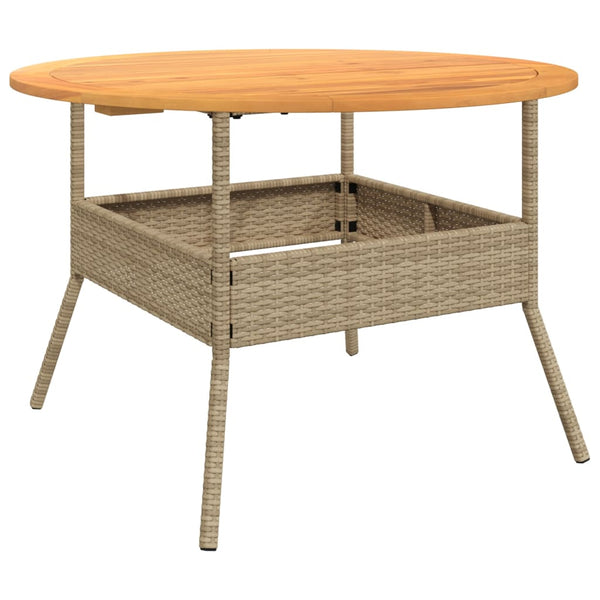 Beiger Gartentisch Talpeanu Ø110x71cm (Akazienholz und Polyrattan)