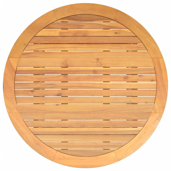 Beiger Gartentisch Talpeanu Ø110x71cm (Akazienholz und Polyrattan)
