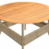 Beiger Gartentisch Talpeanu Ø110x71cm (Akazienholz und Polyrattan)