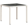 Weißer Gartentisch Cian 90x90x75cm (Polyrattan mit Glasplatte)