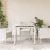 Weißer Gartentisch Cian 90x90x75cm (Polyrattan mit Glasplatte)