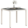 Weißer Gartentisch Cian 90x90x75cm (Polyrattan mit Glasplatte)