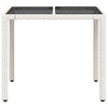 Weißer Gartentisch Cian 90x90x75cm (Polyrattan mit Glasplatte)