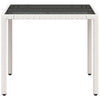 Weißer Gartentisch Cian 90x90x75cm (Polyrattan mit Glasplatte)