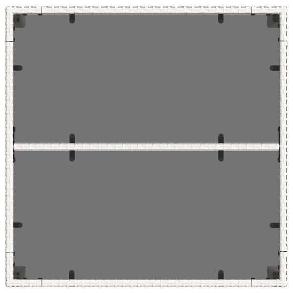 Weißer Gartentisch Cian 90x90x75cm (Polyrattan mit Glasplatte)