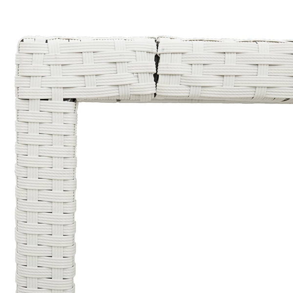 Weißer Gartentisch Cian 90x90x75cm (Polyrattan mit Glasplatte)
