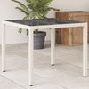 Weißer Gartentisch Cian 90x90x75cm (Polyrattan mit Glasplatte)
