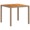 Beiger Gartentisch Dolian 90x90x75cm (Polyrattan und Akazienholz)