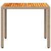 Beiger Gartentisch Dolian 90x90x75cm (Polyrattan und Akazienholz)