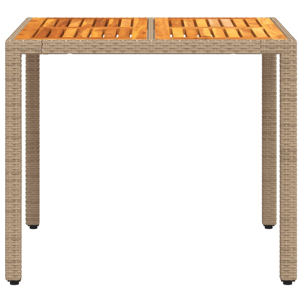 Beiger Gartentisch Dolian 90x90x75cm (Polyrattan und Akazienholz)