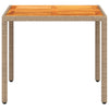 Beiger Gartentisch Dolian 90x90x75cm (Polyrattan und Akazienholz)