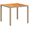 Beiger Gartentisch Dolian 90x90x75cm (Polyrattan und Akazienholz)