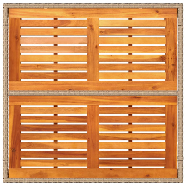 Beiger Gartentisch Dolian 90x90x75cm (Polyrattan und Akazienholz)