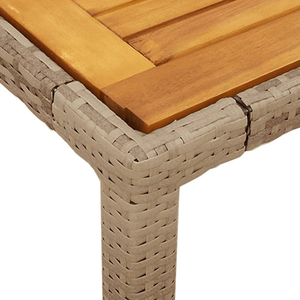 Beiger Gartentisch Dolian 90x90x75cm (Polyrattan und Akazienholz)