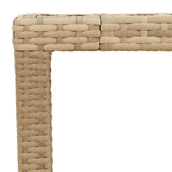Beiger Gartentisch Dolian 90x90x75cm (Polyrattan und Akazienholz)