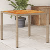 Beiger Gartentisch Dolian 90x90x75cm (Polyrattan und Akazienholz)