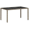 Grauer Gartentisch mit Glasplatte Marisela 150x90x75cm (Polyrattan)