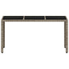 Grauer Gartentisch mit Glasplatte Marisela 150x90x75cm (Polyrattan)