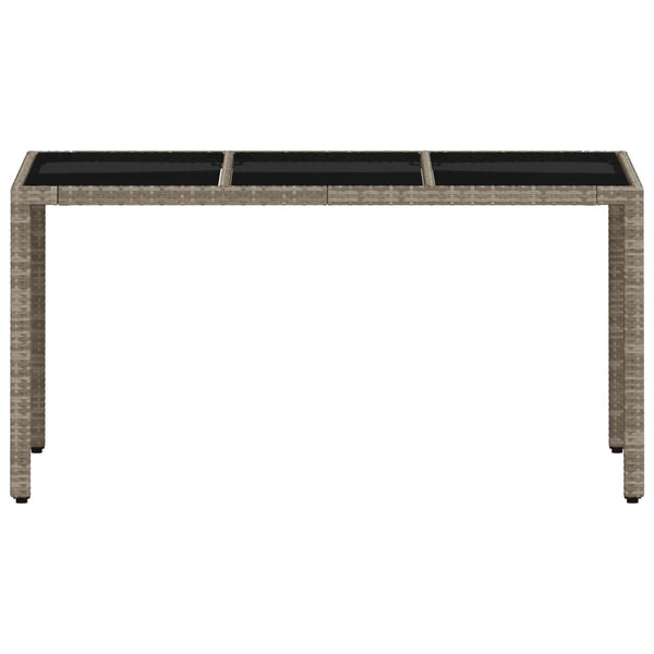 Grauer Gartentisch mit Glasplatte Marisela 150x90x75cm (Polyrattan)