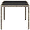 Grauer Gartentisch mit Glasplatte Marisela 150x90x75cm (Polyrattan)