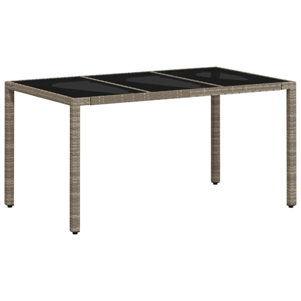 Grauer Gartentisch mit Glasplatte Marisela 150x90x75cm (Polyrattan)