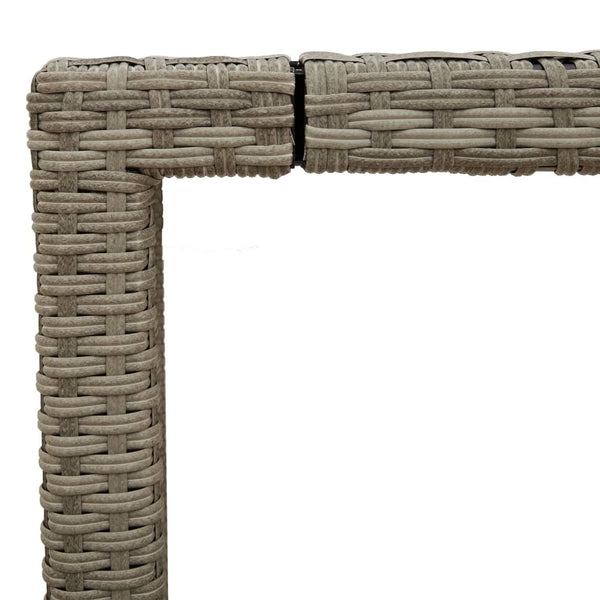 Grauer Gartentisch mit Glasplatte Marisela 150x90x75cm (Polyrattan)