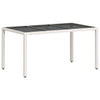 Weißer Gartentisch mit Glasplatte Marisela 150x90x75cm (Polyrattan)