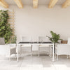 Weißer Gartentisch mit Glasplatte Marisela 150x90x75cm (Polyrattan)