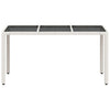 Weißer Gartentisch mit Glasplatte Marisela 150x90x75cm (Polyrattan)