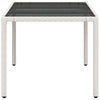 Weißer Gartentisch mit Glasplatte Marisela 150x90x75cm (Polyrattan)